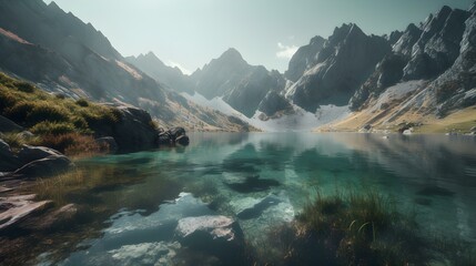 Close Up of a Lake in the Mountains