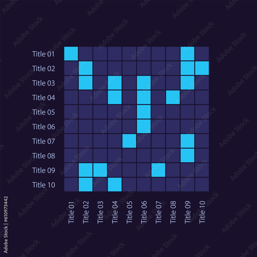 Poster plotting grid infographic chart design template for dark theme. project schedule. editable squares i
