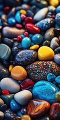Fototapeta na wymiar Colourful pebbles close up