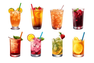 Isolated Drinks Collection on Transparent Background. Generative AI