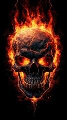 Skull in fire an dflames made with generated ai