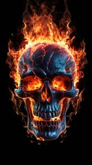 Skull in fire and flames made with generated ai