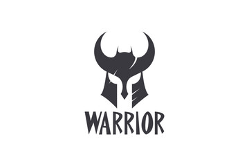 warrior helmet logo design vector