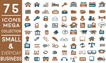 Premium Essential Flat Business Icons for Small Business and Everyday Use | Modern flat line icons set of global business services and worldwide operations. Premium quality 75+ icon pack.