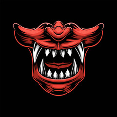 Japanese demon evil mask , mascot logo illustration