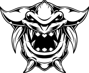 Japanese demon evil mask , mascot logo illustration