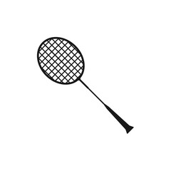 Black badminton racket icon isolated on white background