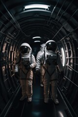 Fototapeta na wymiar Astronaut exploring alien worlds in deep space