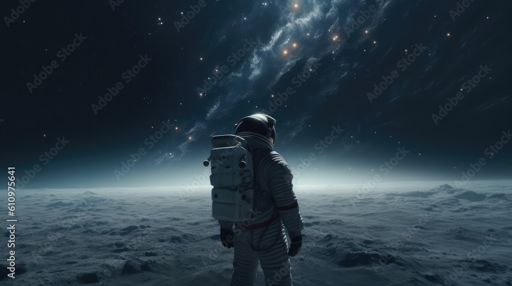 Wall mural astronaut exploring alien worlds in deep space