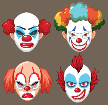 set of funny clown