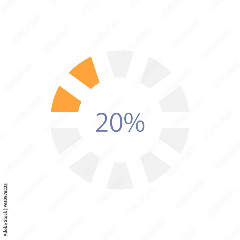 Poster segmented circle progress bar infographic chart design template. loading start. editable radial info
