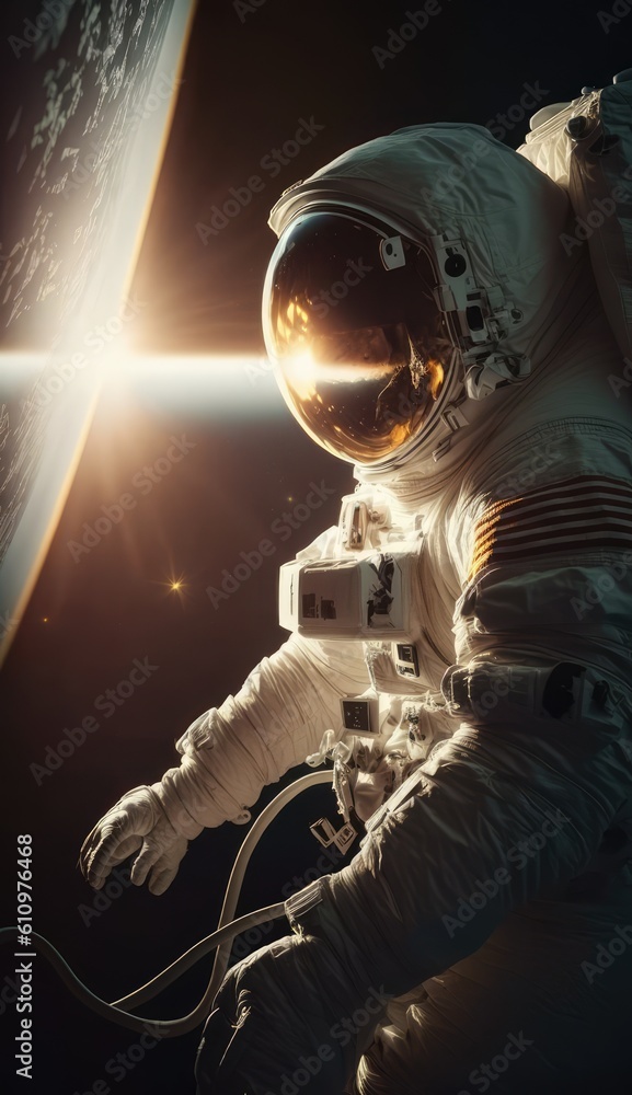 Sticker astronaut exploring the universe