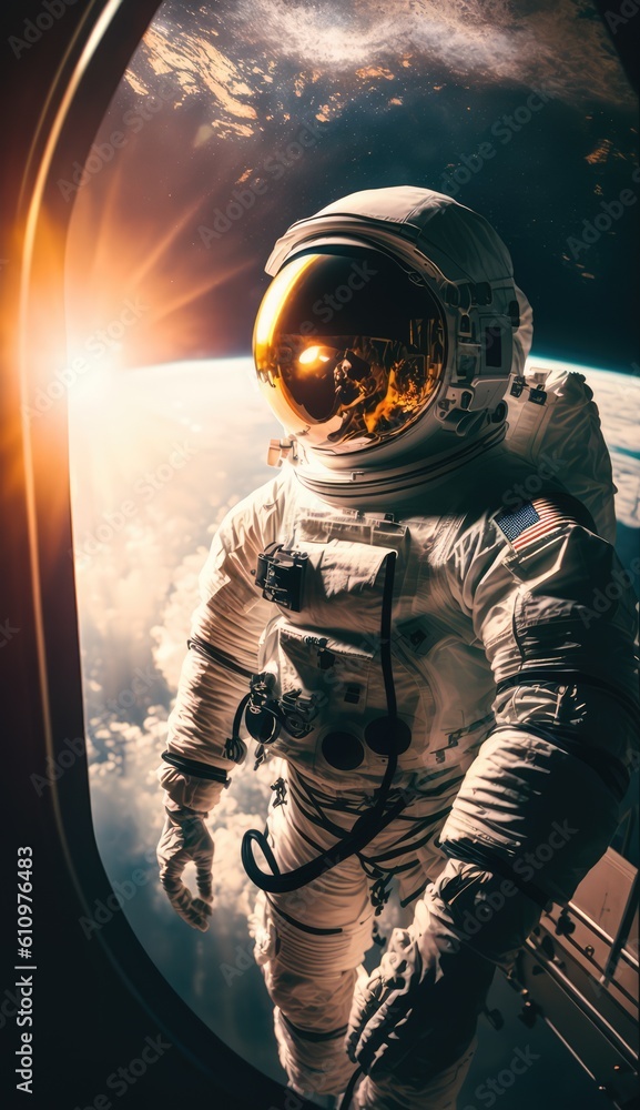 Poster astronaut exploring the universe