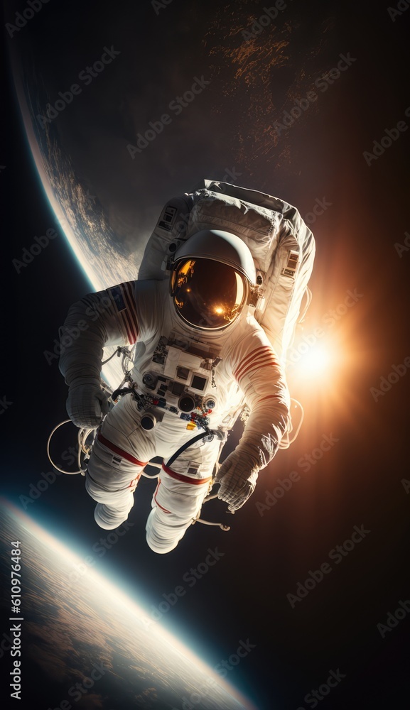 Sticker astronaut exploring the universe