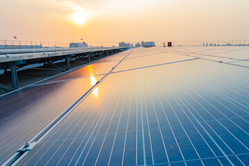 Fototapeta na wymiar Alternative energy to conserve the world's energy and rooftop solar systems.