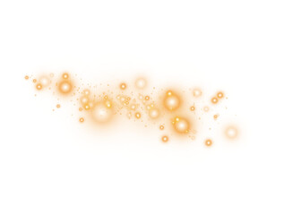 Golden glitter wave abstract illustration. Golden stars dust trail sparkling particles isolated on transparent background. Magic concept. PNG