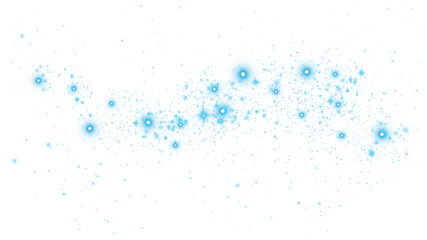Blue glitter wave abstract illustration. Blue stars dust trail sparkling particles isolated on transparent background. Magic concept. PNG.

