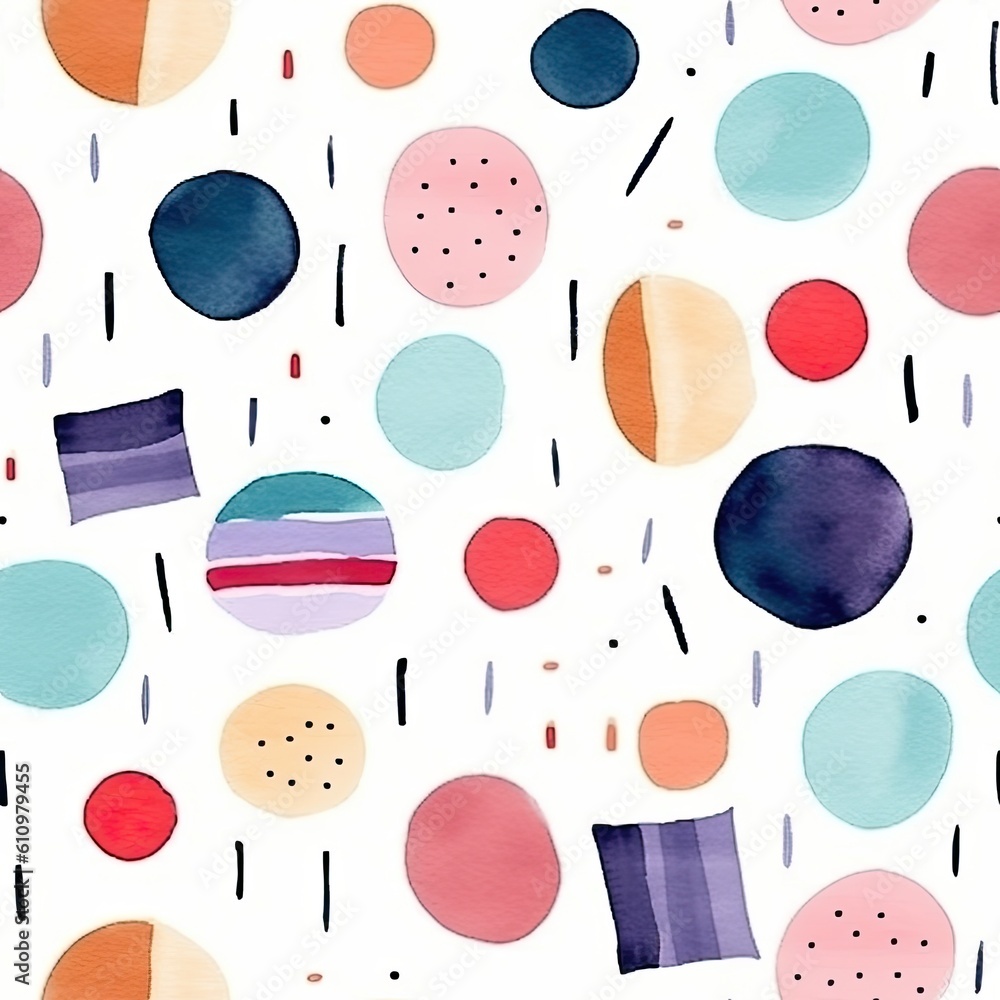 Poster seamless pattern background with abstract watercolor textured geometric figures. aquarelle simple fi