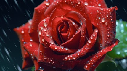 red rose with water droplets