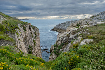 Fototapeta na wymiar Steep cliffs in the Cantabrian Coast