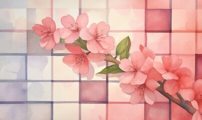 apple blossom in watercolor style with pastel colors