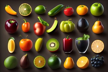 Healthy Fruit Vegetable Background Generative AI