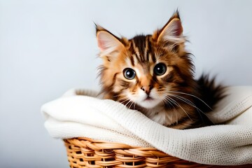 british kitten in a basket