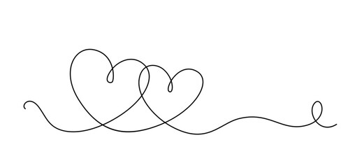 Line hearts illustration isolated on white background