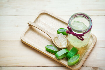 fresh aloe vera leaves and aloe vera gel