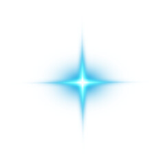 Fototapeta premium Blue star and sparks isolated on transparent background. Flares and sunbursts. Glowing light effects. PNG.