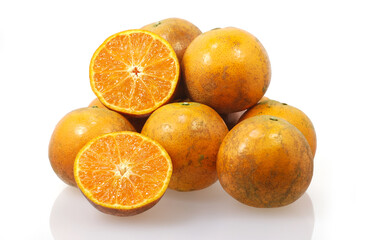 Orange fruits isolated on white background