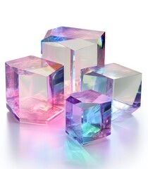 A cubes with iridescent crystal cuts, designed in a conceptual digital art style. Generative AI