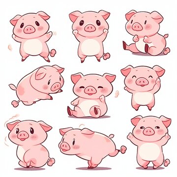Set of cute Pig