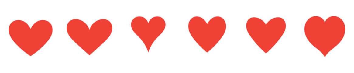 red heart shape for love icon set