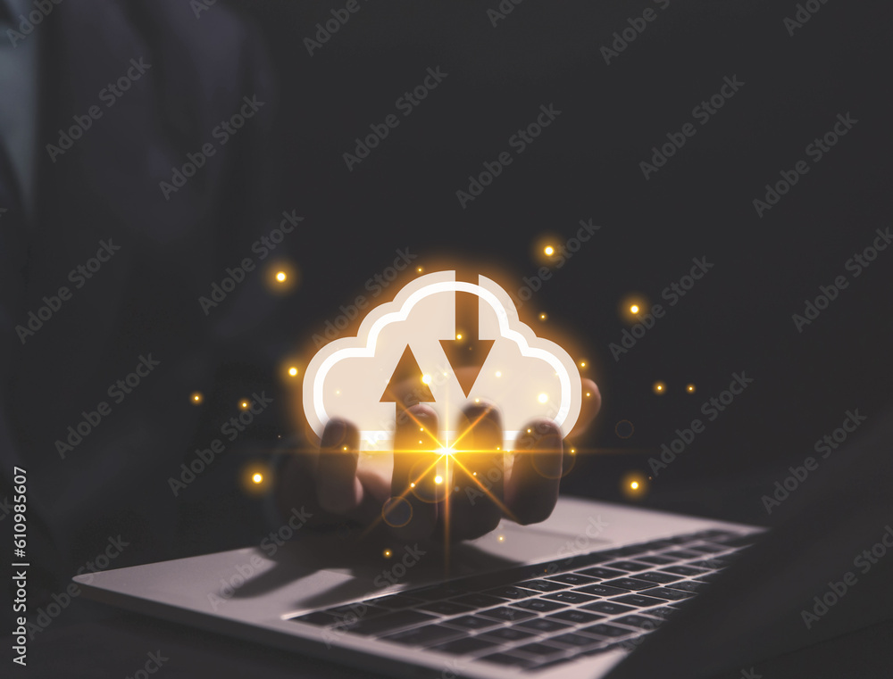 Aufkleber cloud computing with icons concept digital technology big data
