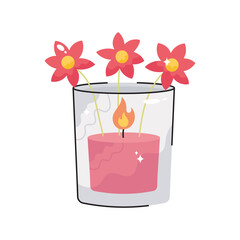 Candle flower doodle vector outline Sticker. EPS 10 file