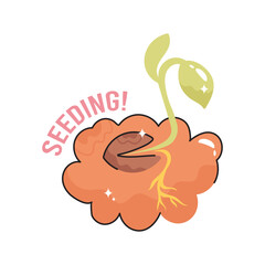Seeding doodle vector outline Sticker. EPS 10 file