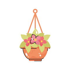 Flower pot doodle vector outline Sticker. EPS 10 file