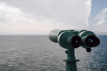 Binoculars on the ocean