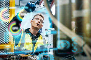 Multiracial tachnicial engineer training with robot arm