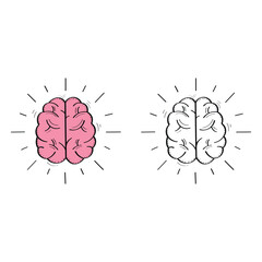 Hand Drawn Brain Icon Vector Design.
