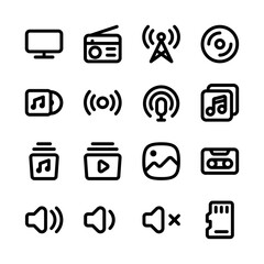 Multimedia, Media Player Related Icon, Bold Vector Icon Set