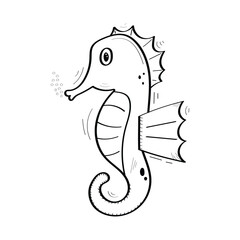 Fototapeta premium Hand Drawn Seahorse Icon Vector Design.