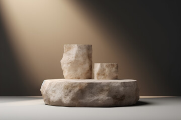 Product lnatural stone display podium. Scenes geometric platform 3d. Ai generated