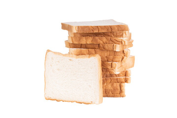 Slice of white bread stacking isolated on white background with clipping path.