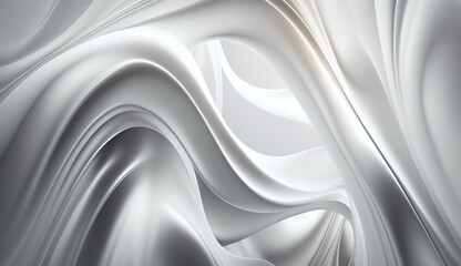 Obraz premium White liquid wave in motion and splash background. Abstract paint fluid backdrop for banner. Generative AI 