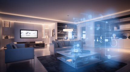 iot in living room concept Generative AI