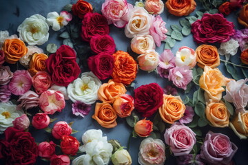 wedding flower backdrop, colorful, fresh rose, bunch of flower