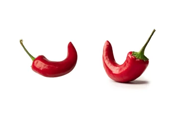 Keuken spatwand met foto Red hot chili pepper isolated on a white background. © Nikolay