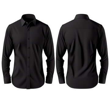 Black Color Formal Shirt With Button Down Collar Isolated On Background